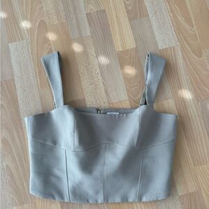 Oh Polly Square Neck Crop Top in Light Gray